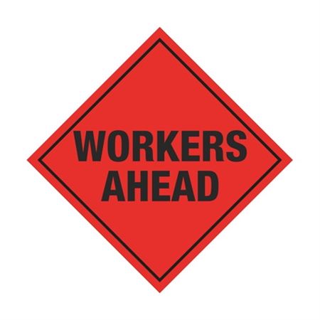 Workers Ahead Roll-Up Sign